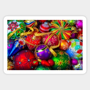 Wonderful Bright Christmas Ornaments Still Life Sticker